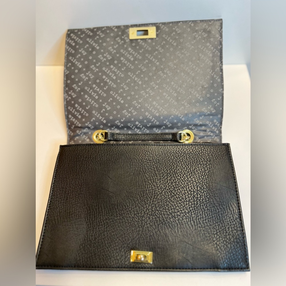 OLIVER + JOY Elegant Black Vegan Leather Shoulder/Clutch Bag - Picture 5 of 8